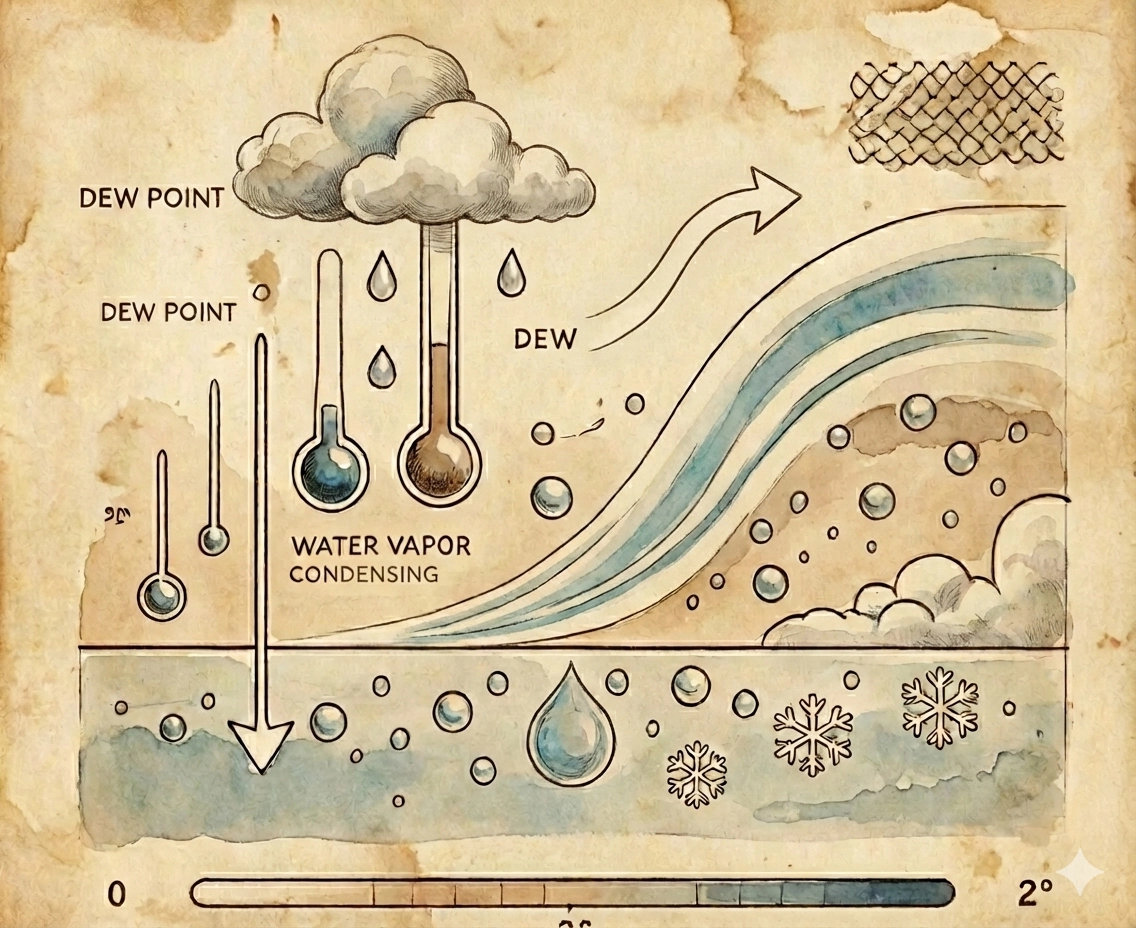 Dew point key parameters of humid air for HVAC engineers