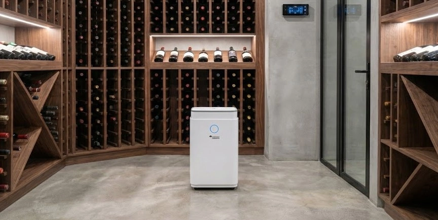 Humidity control in wine cellars and breweries