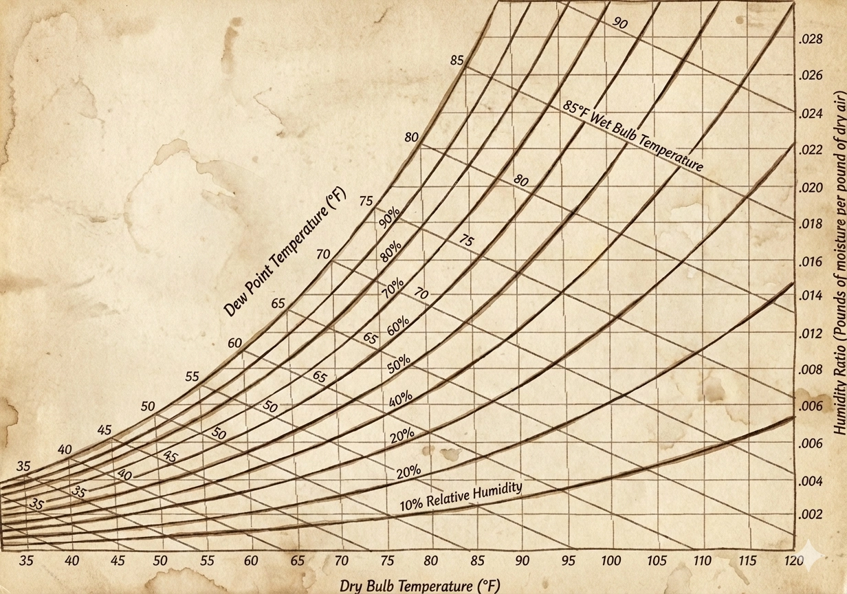 Psychrometric chart 7 key parameters of humid air for HVAC