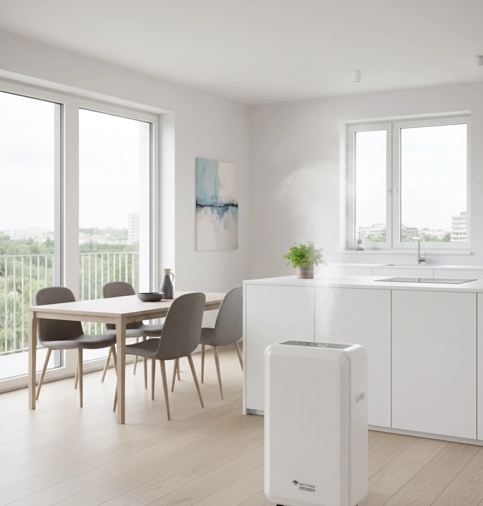 Quiet mode, energy-saving air dehumidifier operating at low temperatures Mycond Roomer Smart 12